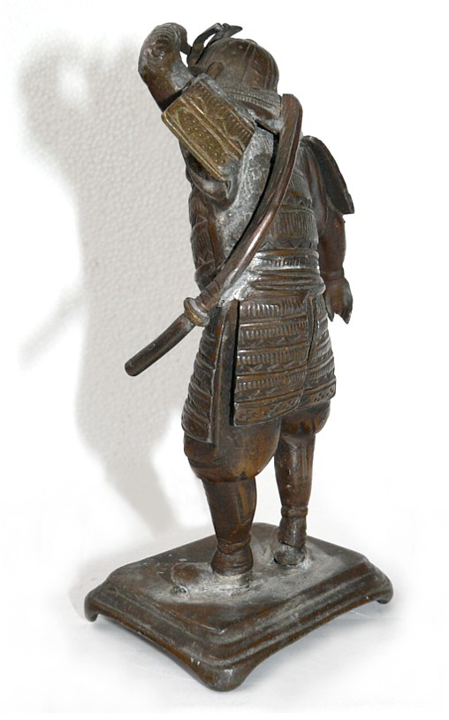 самурай, японская антикварная бронзовая статуэтка эпохи Эдо