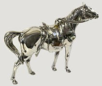 японская антикварная серебряная скульптура Священной Лошади Ками-Ума