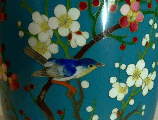 японская ваза клуазоне, деталь рисунка