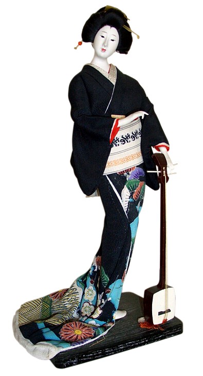 гейша, японская антикварная интерьерная кукла