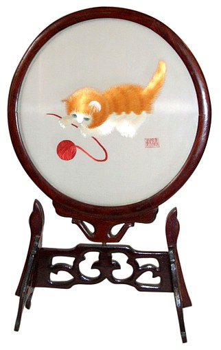 интерьерный экран с вышивкой Котенок, 1950-60-е гг.