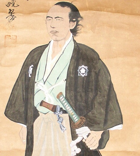 Сакамото Рёма,  японский портретный рисунок на свитке, 1900 г.