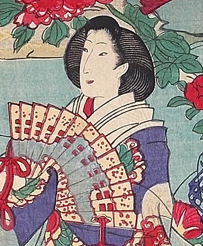 японская ксилография (гравюра) 1880-й г. Chikanobu 