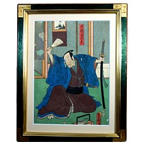 японская гравюра укиё-э Самурай, конец эпохи Эдо