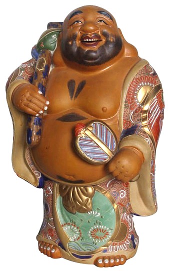 японский антиквариат Хотэй, однин из Семи Богов Счастья, фарфор, Кутани, 1880-е гг.