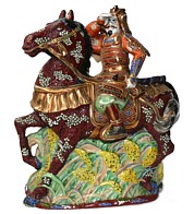 антикварная фарфоровая статуэтка Самурай на коне, Япония