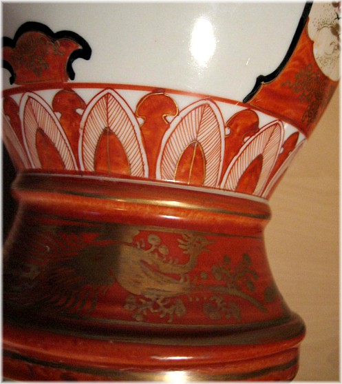 деталь росписи японской фафоровой старинной вазы