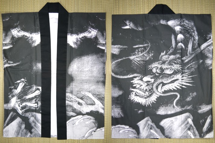 японская традиционная  мужская куртка ХАНТЭН с рисунком Дракон