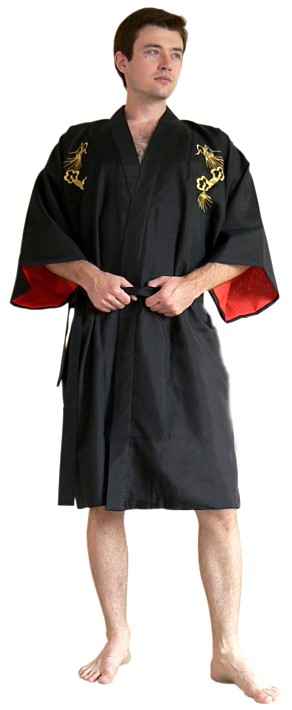 японское кимоно с вышивкой и подкладкой Золотой Дракон