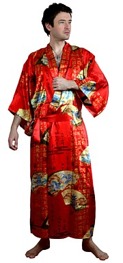 шелковое мужское кимоно, сделано в Японии