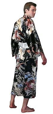 шелковый мужской халат  кимоно, сделано в Японии