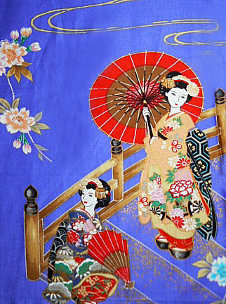 рисунок ткани японского кимоно-мини