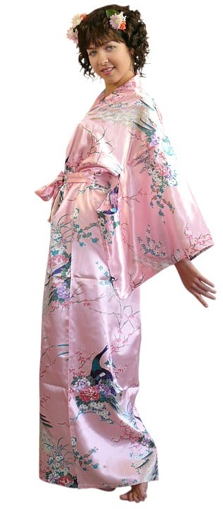 женская одежда для дома из Японии- японское кимоно ПАВЛИН в САДУ