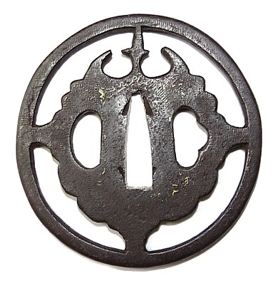 старинная гарда японского меча цуба вистерия