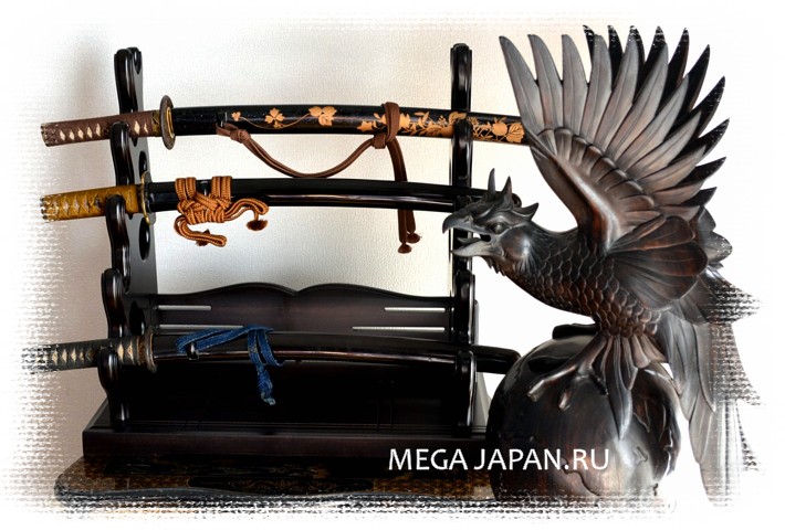 японская подставка для самурайских мечей