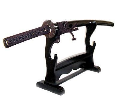 резная подставка для двух японских мечей, дерево, лак, Япония