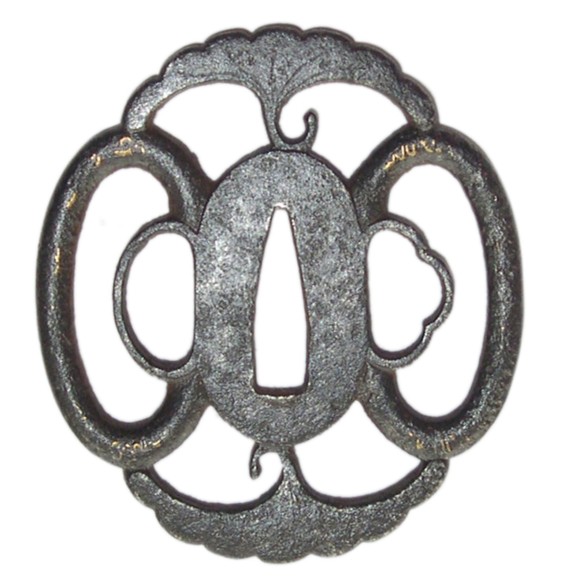 старинная цуба (гарда японского меча) эпохи Эдо, 1700-е гг