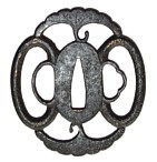 Цуба кованная с изображением листьев дерева Гингко