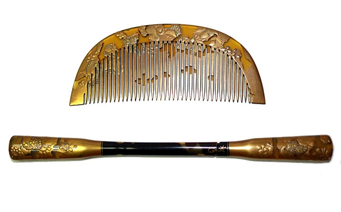 японский черепаховый  гребень и заколка для прически