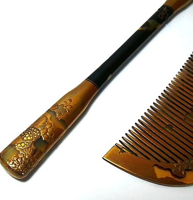 японский черепаховый  гребень и заколка для прически