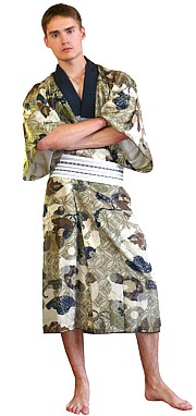 японское мужское традиционное шелковое кимоно