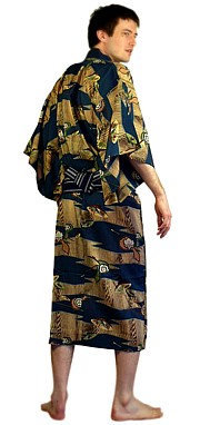 японское мужское кимоно из тонкой шерсти, винтаж