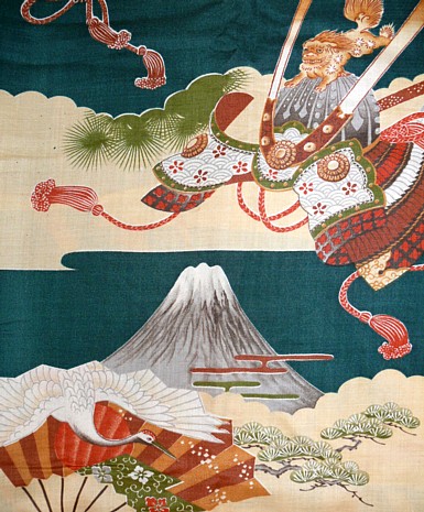 рисунок ткани антикварного мужского кимоно