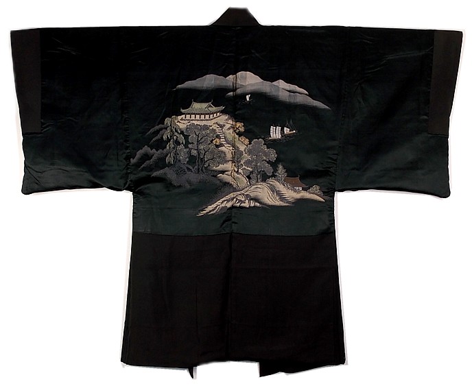 жаккардовая вышивка на подкладке японского мужского хаори