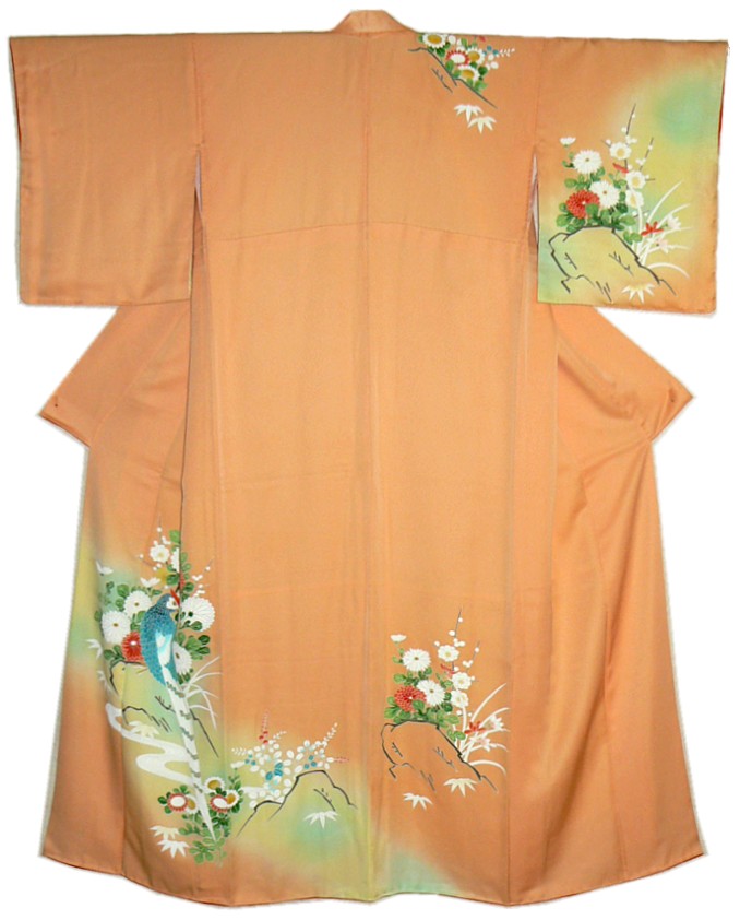 японское шелковое кимоно с авторской ропсисью