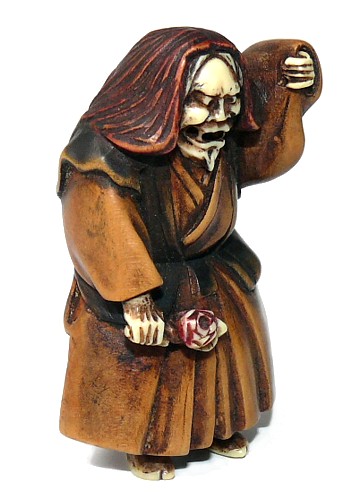 японская нэцкэ из слоновой кости Актер театра НО в маске и парике