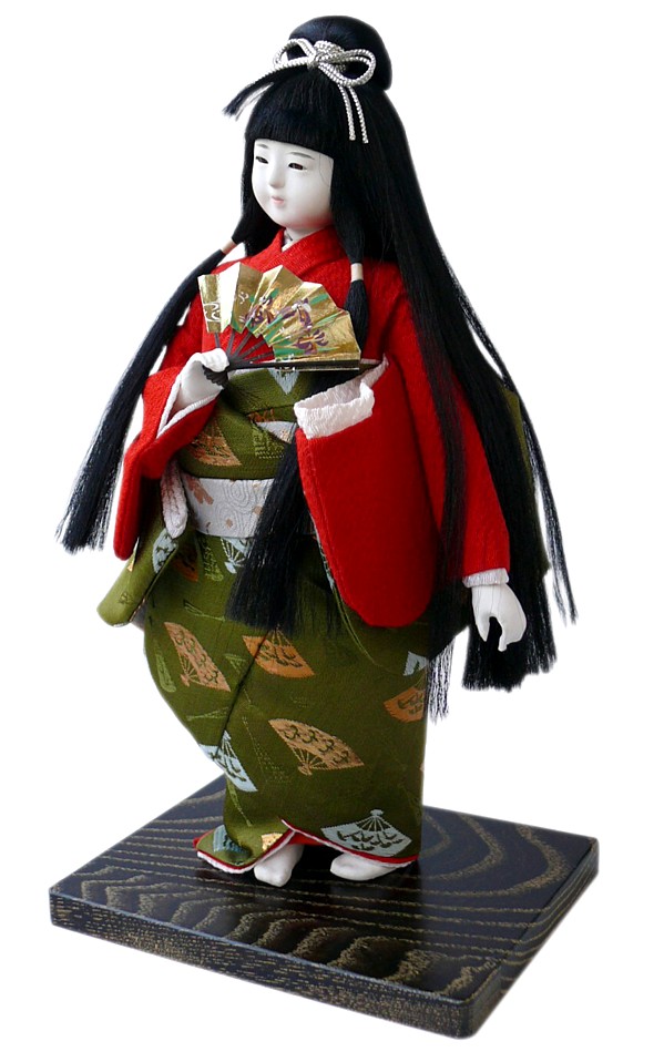 танцовщица с веером в руках, старинная японская кукла, 1930-е гг