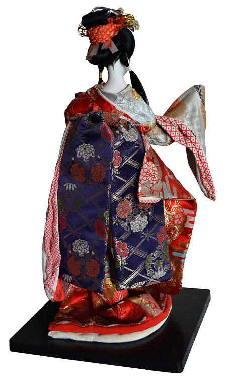 японская антикварная  кукла Принцесса с веером