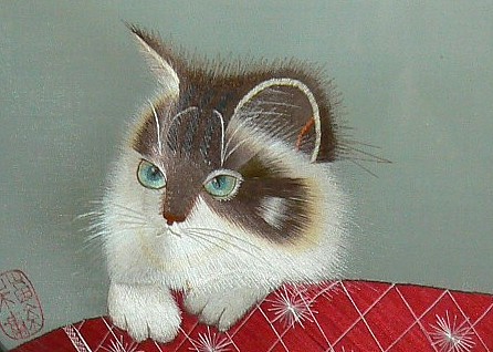 шелковая вышивка на интерьерном экране, Япония, 1950-е гг.