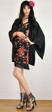 японский традиционный шелковый жакет хаори, винтаж 